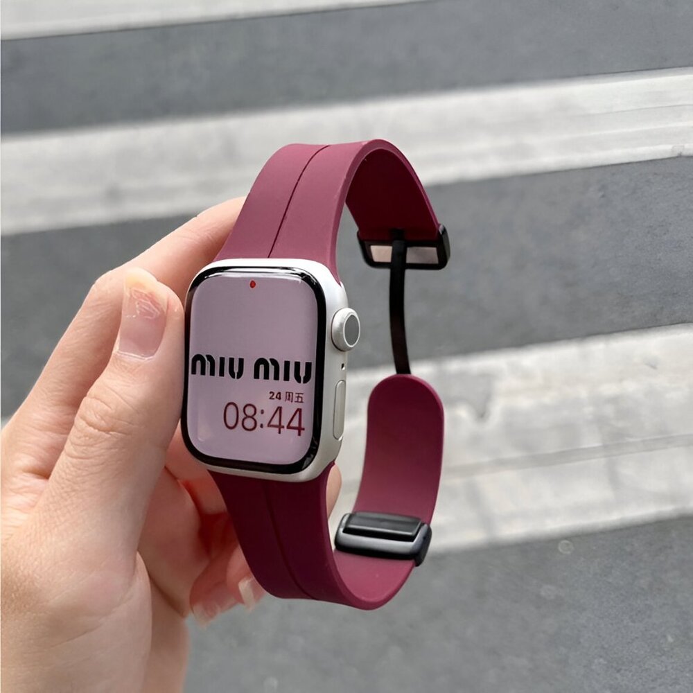 Apple Watch Band Waterproof Magnetic Adjustable Stylish Strap Watch Band WineRed